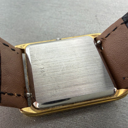 Omega De Ville Tank Watch Men 26mm Gold Dial Gold Tone Rectangle 1365 New batt9