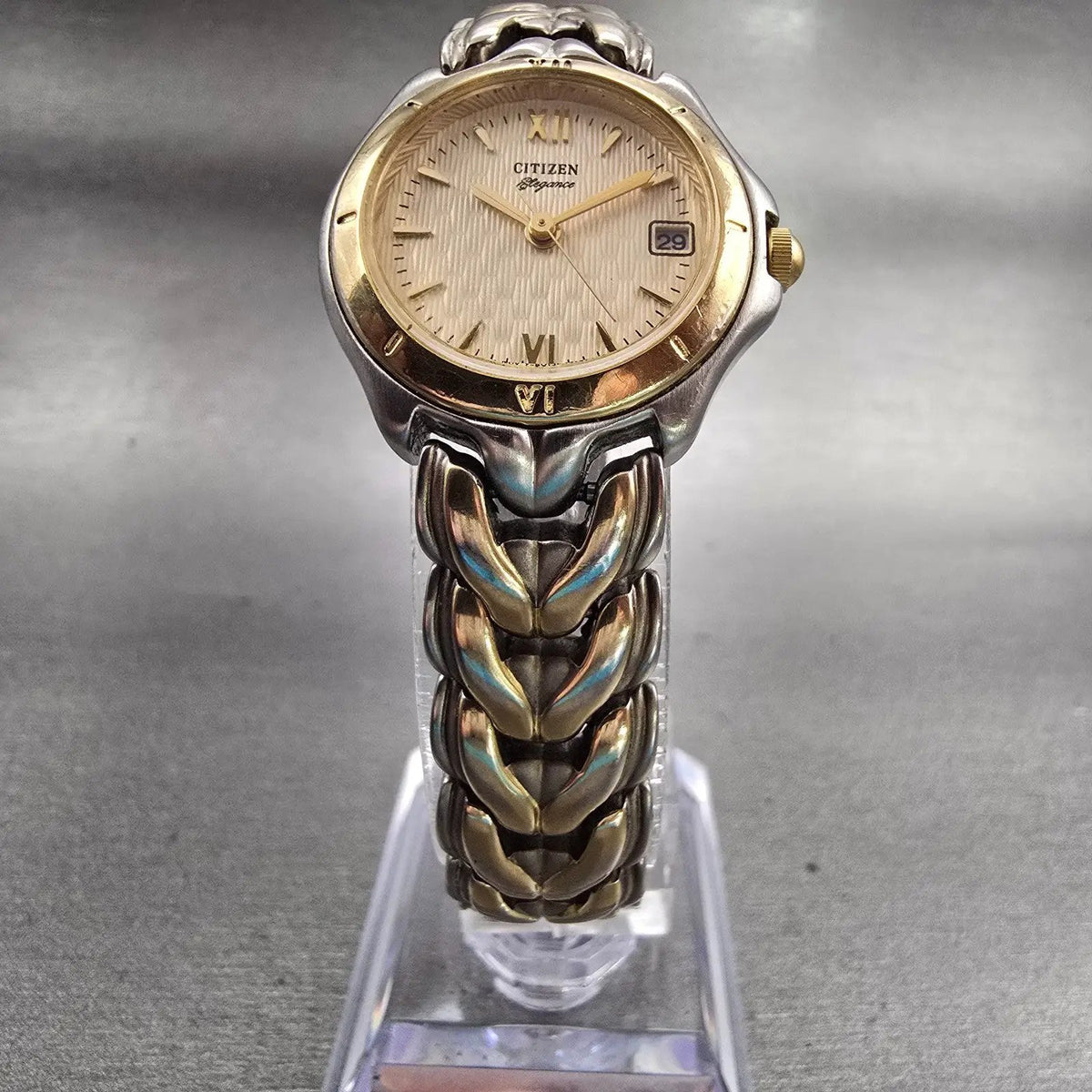Citizen Elegance Watch Women 25mm Champagne Dial Two Tone 6010-S53183 New Batt5