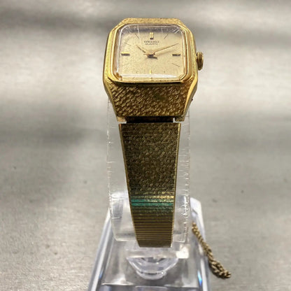 Seiko Watch Women 16mm Gold Dial Gold Tone Rectangle 2C20-5789 New Battery VTG5