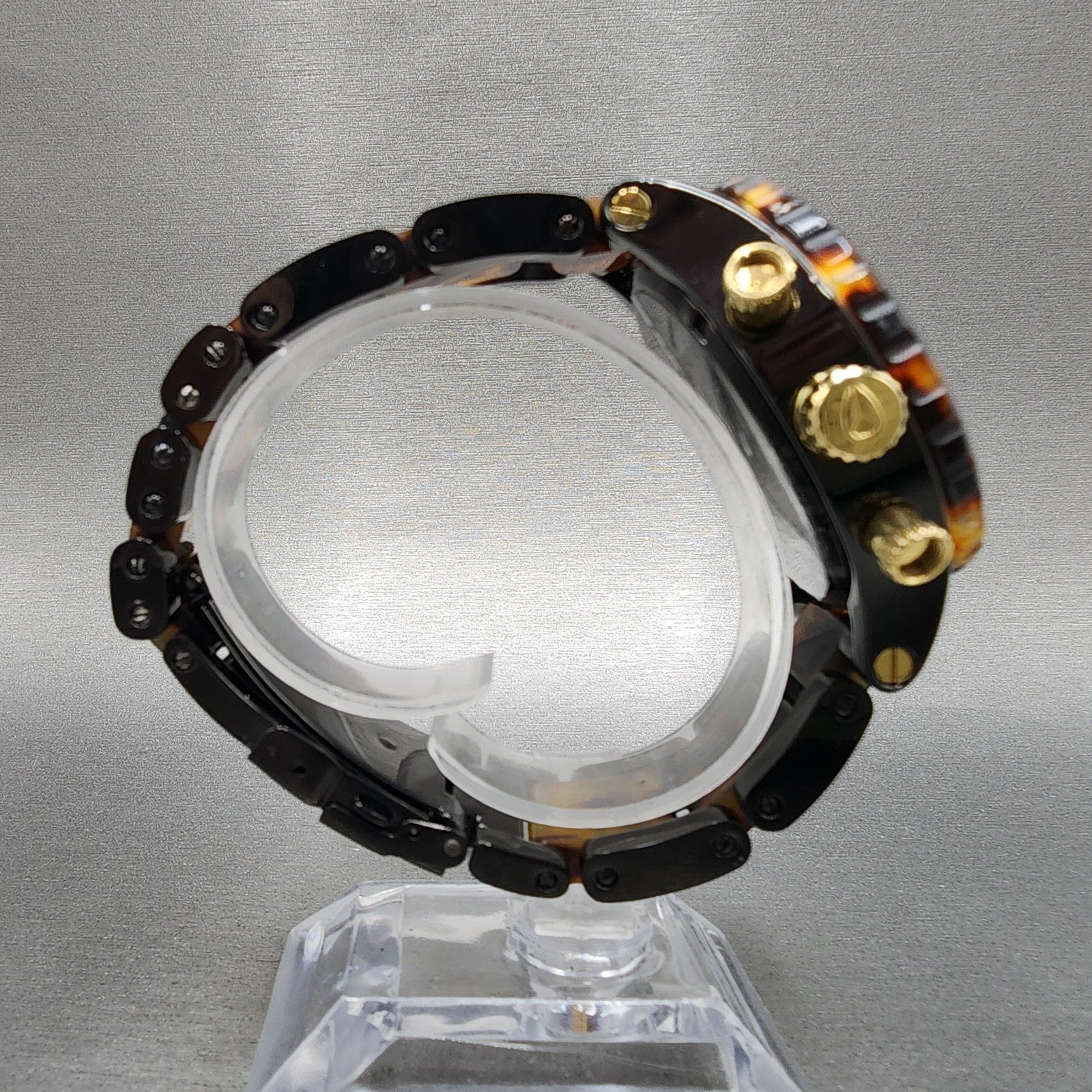 Nixon 4220 Chrono Watch Women 42mm Black Dial Black Tortoise Date New Battery10