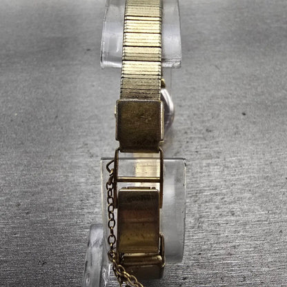 Seiko Watch Women 18mm Gold Dial Gold Tone Oval 17-3440 Manual Wind Runs VTG7