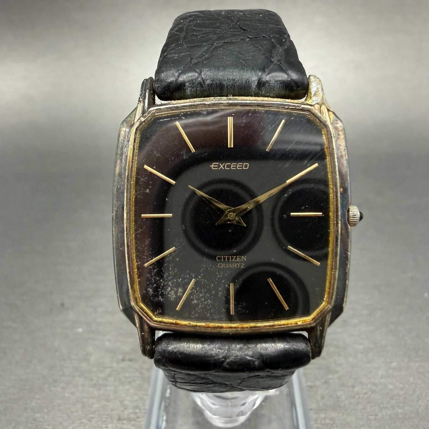 Citizen Exceed Watch Men 28mm Black Dial Gold Tone 2720-272005 New Battery VTG0