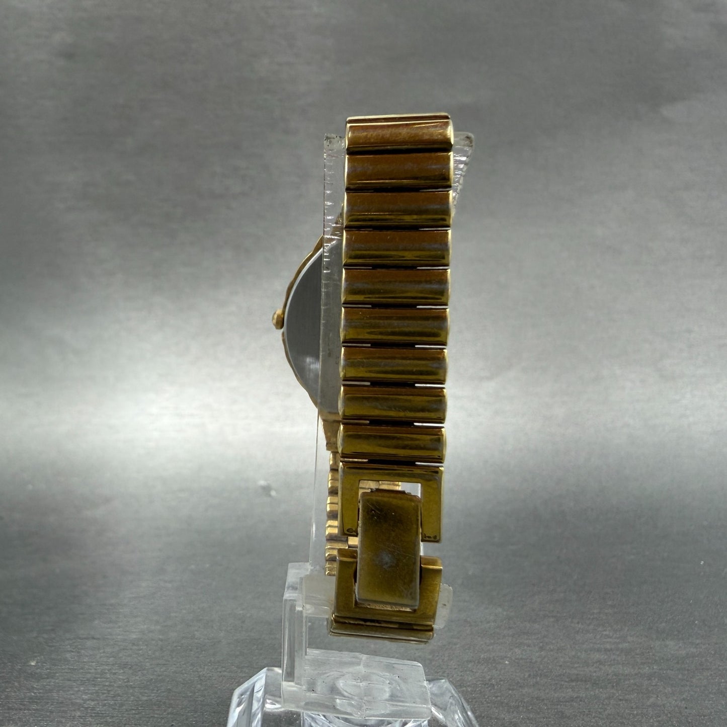 Seiko Halfmoon Watch Women 14mm Gold Dial Gold Tone Asymmetrical New Battery BV57