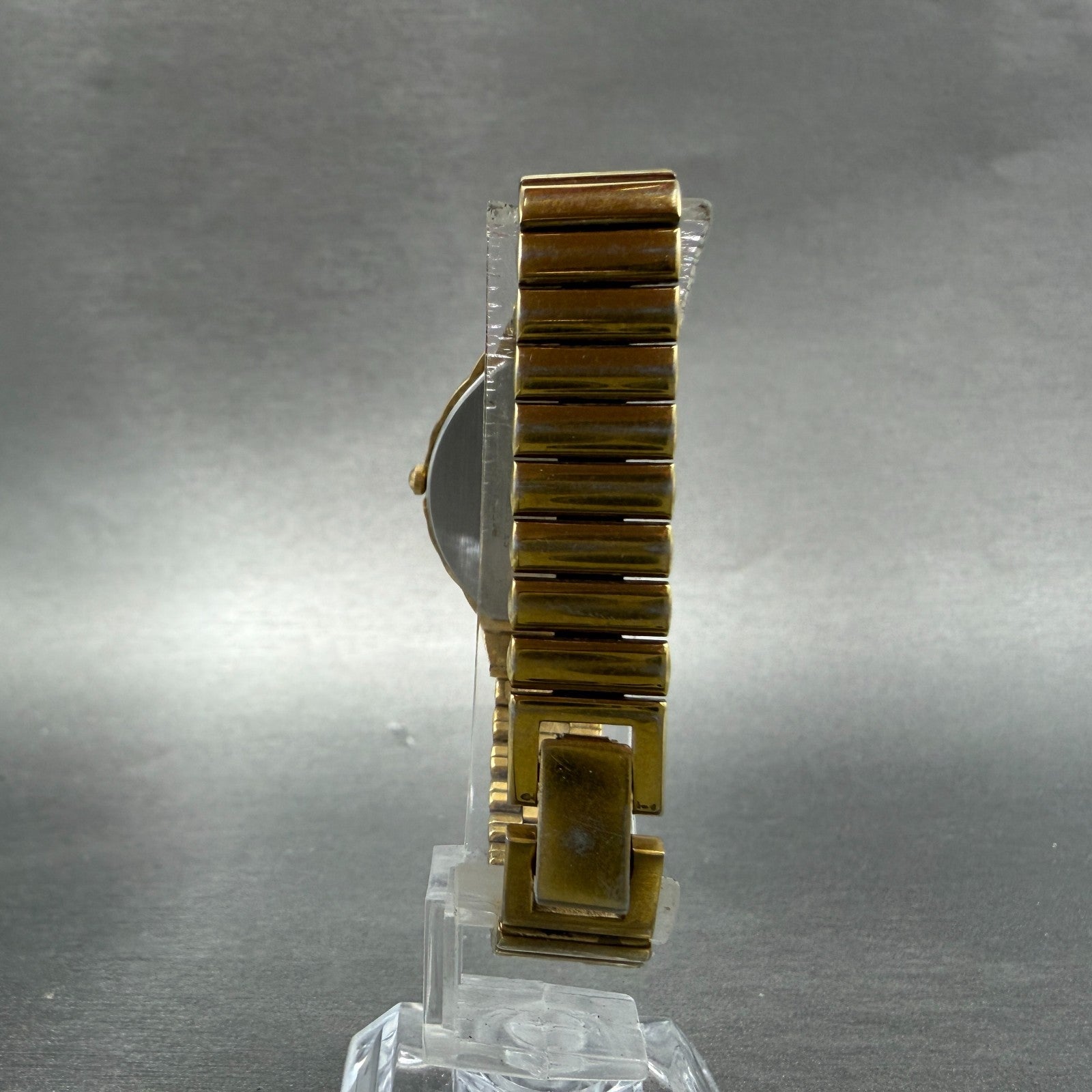 Seiko Halfmoon Watch Women 14mm Gold Dial Gold Tone Asymmetrical New Battery BV57