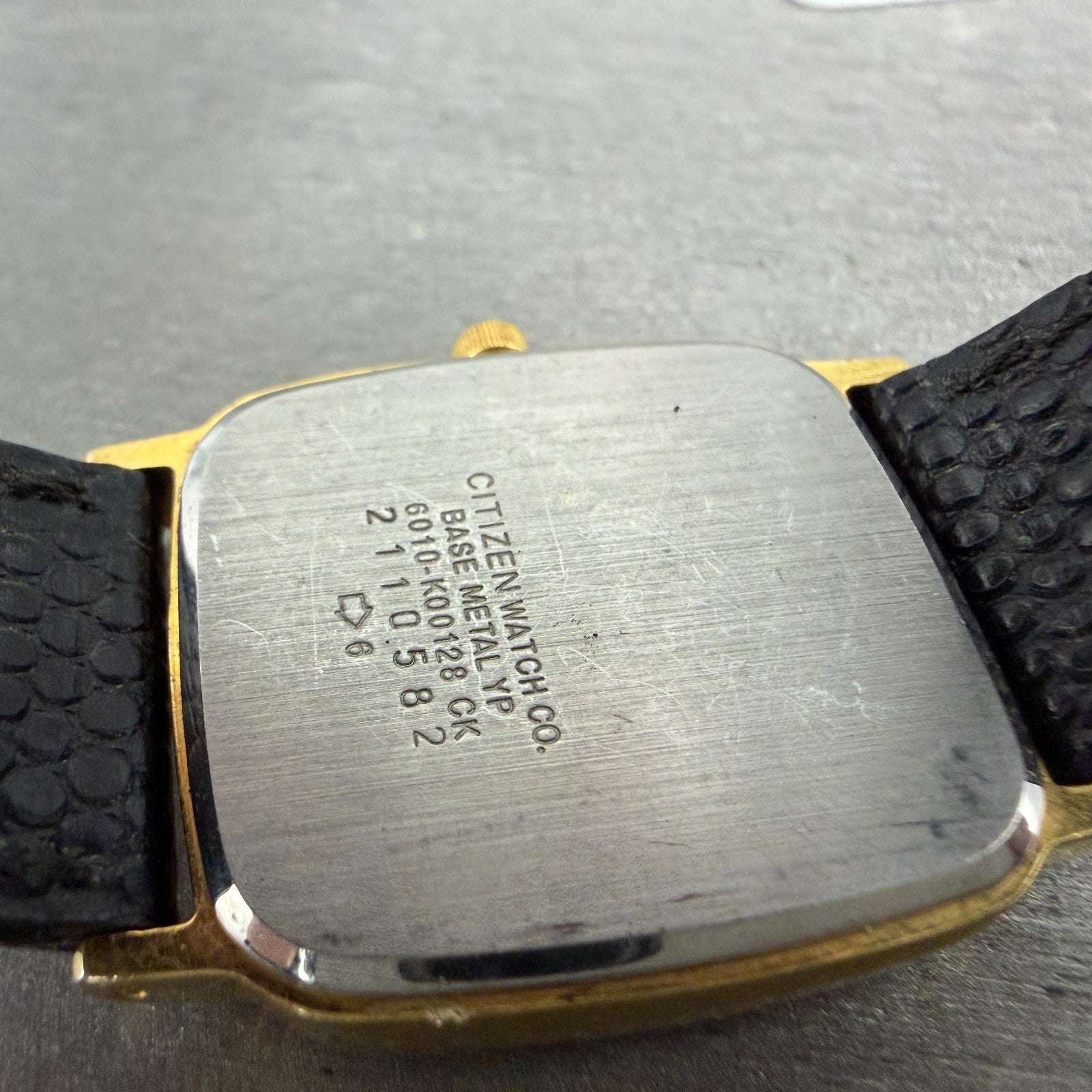 Citizen Tank Watch Men 27mm Black Dial Gold Tone Date Rectangle 6010-K00128 PART10