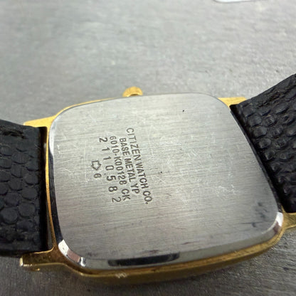 Citizen Tank Watch Men 27mm Black Dial Gold Tone Date Rectangle 6010-K00128 PART10