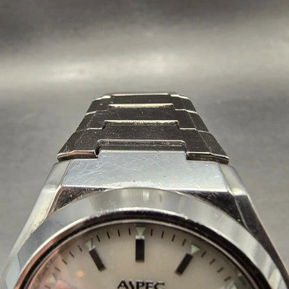 Citizen Eco-Drive Aspec Watch Men 37mm White Dial Steel Daydate Round Runs JDM4