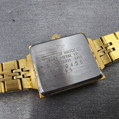 Citizen CQ Watch Women 17mm Black Dial Gold Tone Rectangle 3220 New Battery9