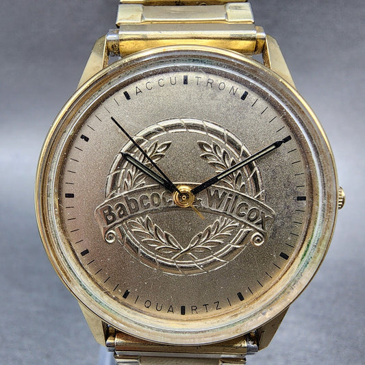 Bulova Accutron Watch Men 33mm Gold Dial Gold Tone Round New Battery Vintage0