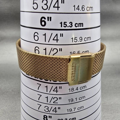 Citizen Watch Men 28mm Black Dial Gold Tone Rectangle T4-G02646 New Battery VTG9
