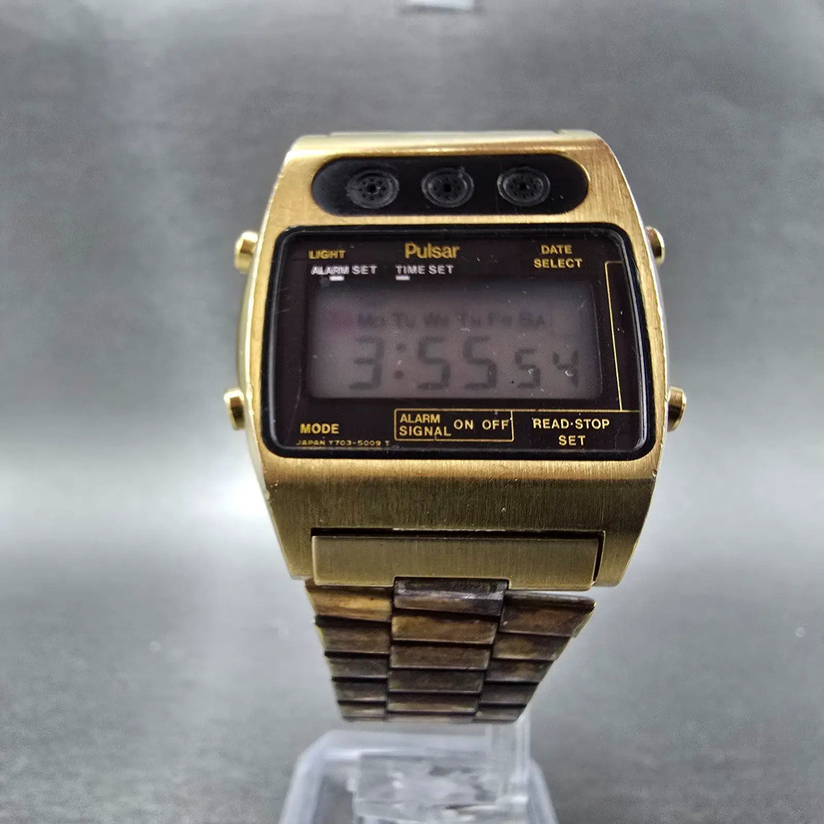 Pulsar Digital Watch Men 34mm Black Gold  Alarm Date Month Y703-5009 New Battery7