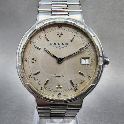 Longines Conquest Watch Men 32mm Silver Dial Steel Date Round New Battery0