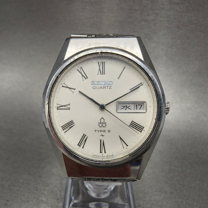 Seiko Type 2 Watch Men 35mm White Dial Steel Daydate Round 71238100 PARTS0