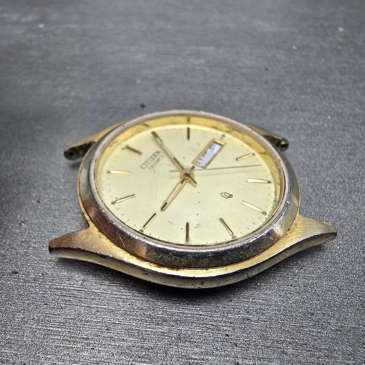 Citizen CQ Watch Men 35mm Champagne Dial Gold Daydate 6100-S18591 PARTS4