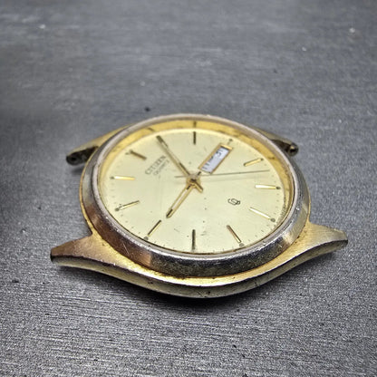Citizen CQ Watch Men 35mm Champagne Dial Gold Daydate 6100-S18591 PARTS4