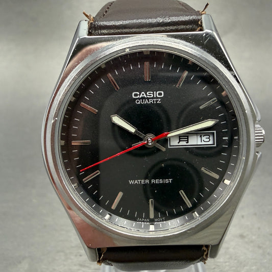 Casio Watch Men 35mm Black Dial Silver Tone Daydate MTP-1240DJ New Battery 5TR0
