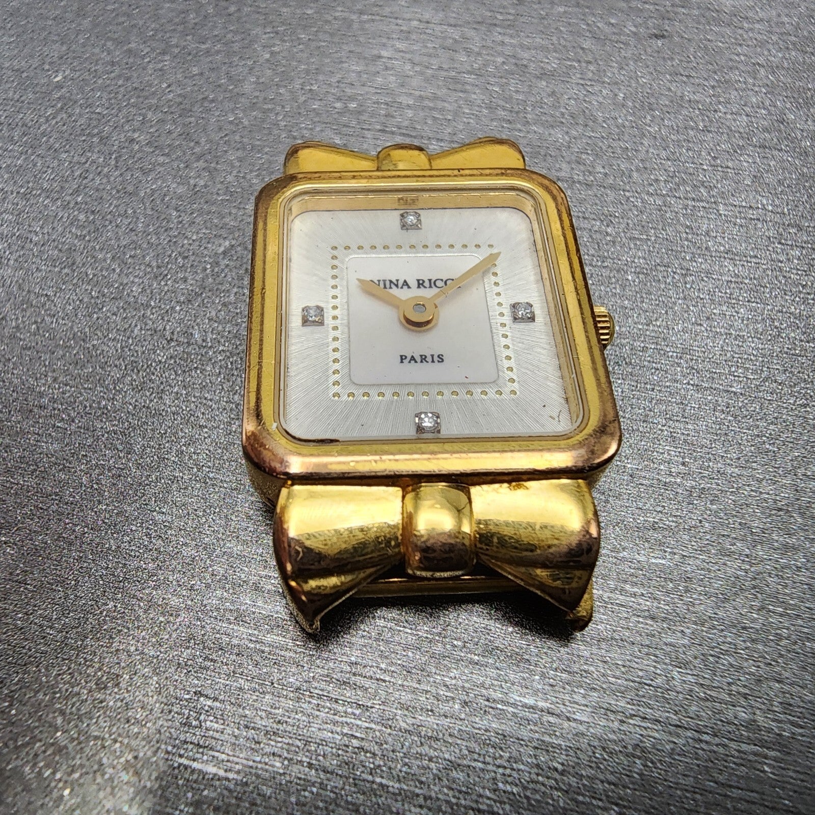 Nina Ricci Tank Watch Women 18mm MOP Dial Gold Plated Rectangle  New Battery6