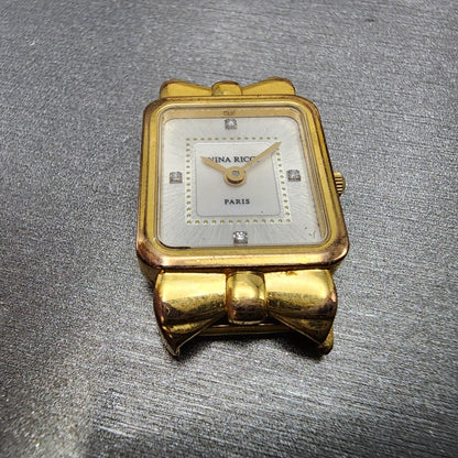 Nina Ricci Tank Watch Women 18mm MOP Dial Gold Plated Rectangle  New Battery6