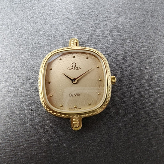 Omega De Ville Watch Women 21mm Gold Dial Gold Plated Cal 1375 591.0276 PARTS0