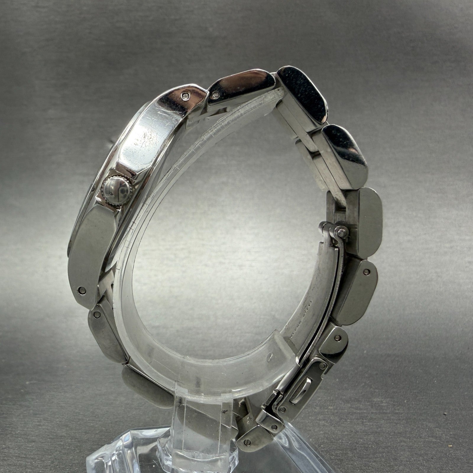 Marc Jacobs Blade Watch Women 36mm Silver Dial Stainless Steel Round New Battery6