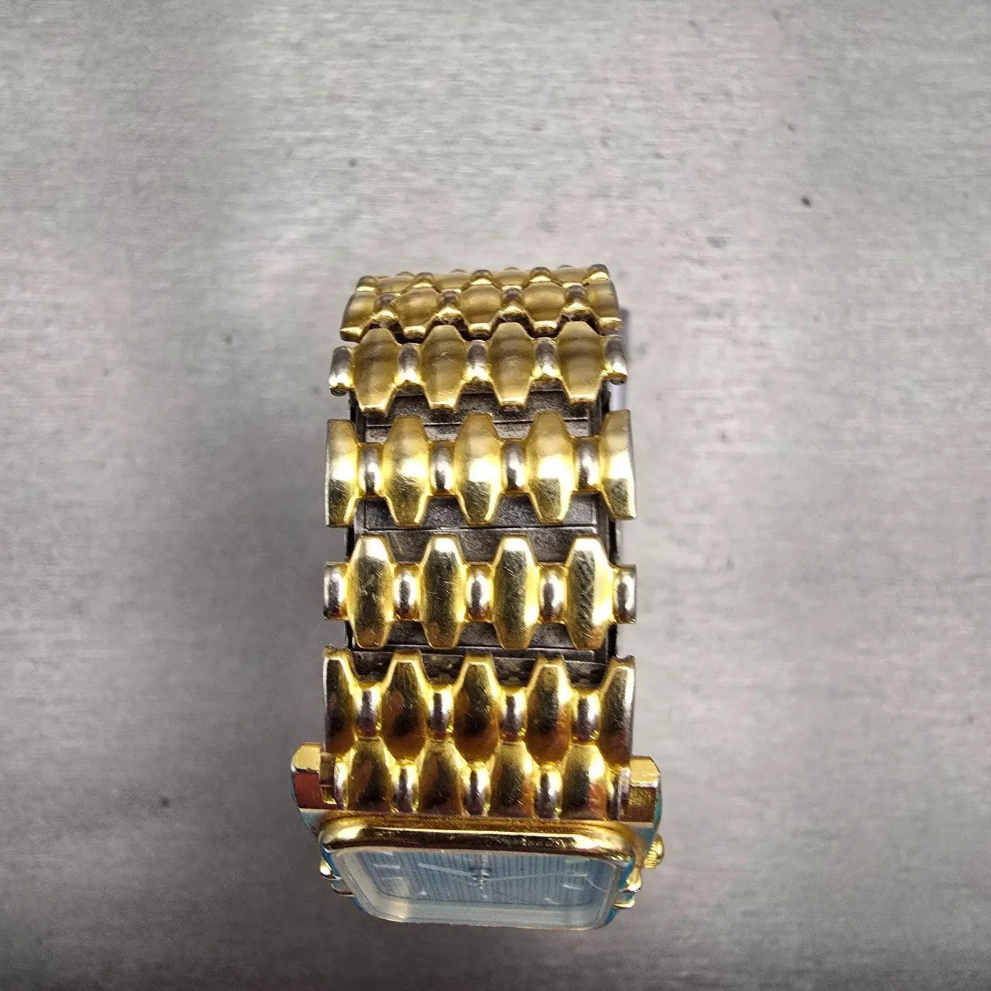 Bulova Watch Men 25mm Gold Dial Gold Tone Rectangle New Battery Vintage 92A404