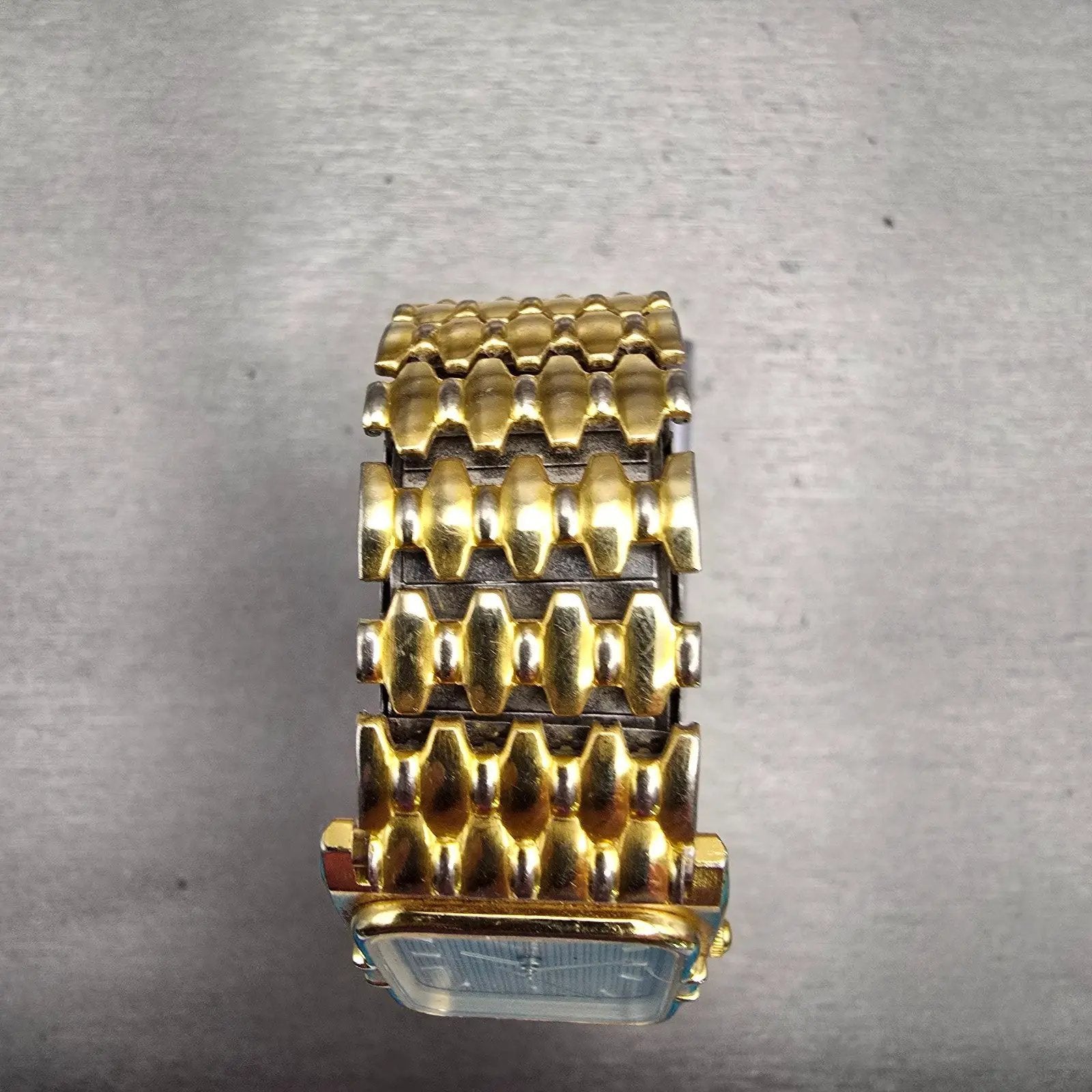Bulova Watch Men 25mm Gold Dial Gold Tone Rectangle New Battery Vintage 92A404