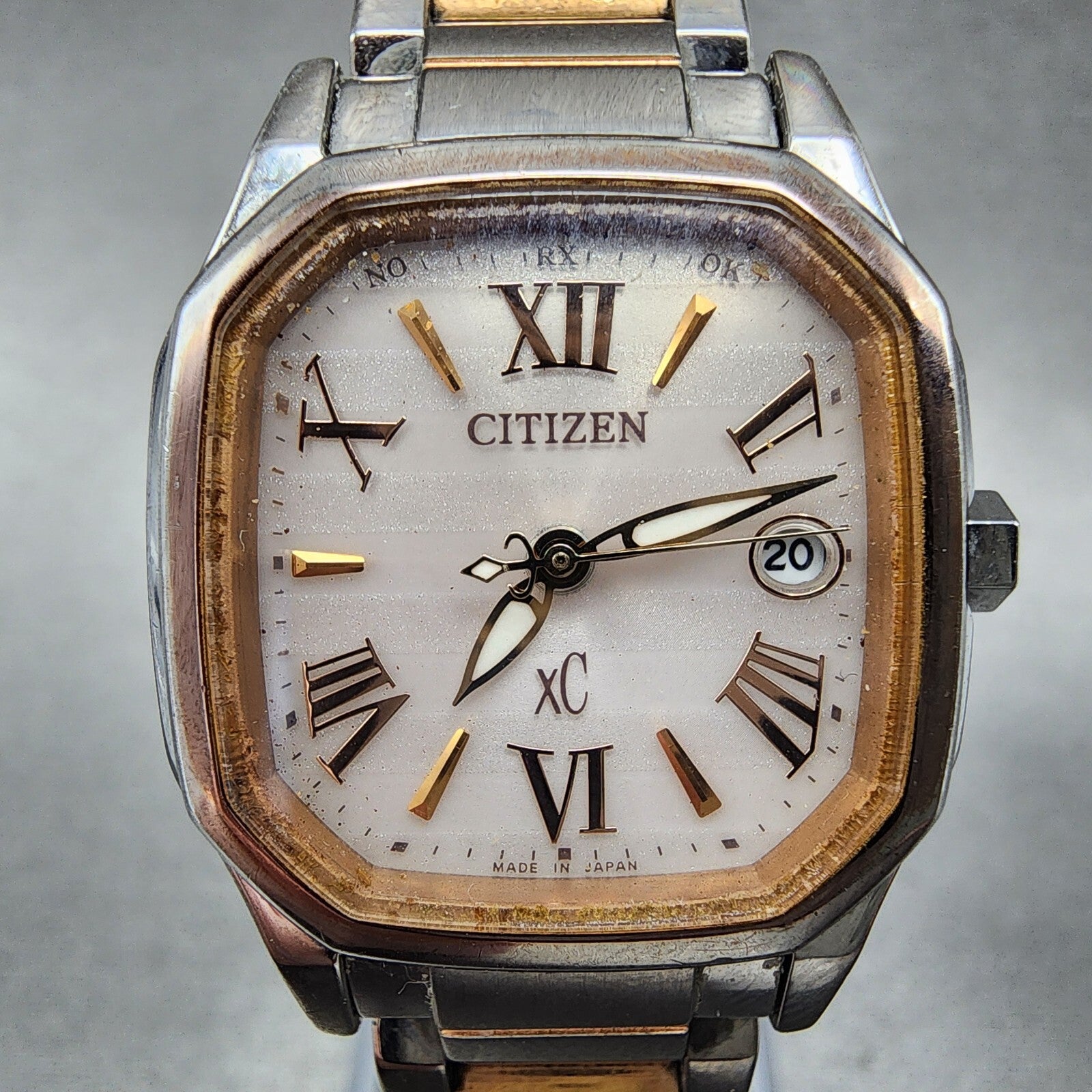 Citizen EcoDrive XC Watch Women 26mm White Dial Two Tone Date H058T017568 Runs1