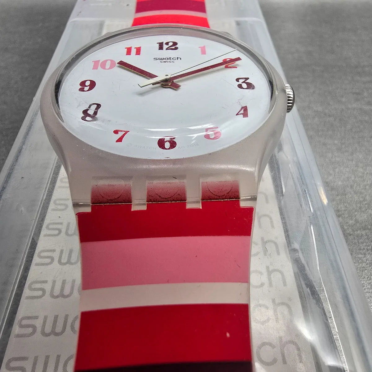 Swatch Tramonto Occaso Watch Men 41mm White Dial Clear Case SUOK138 New Battery6