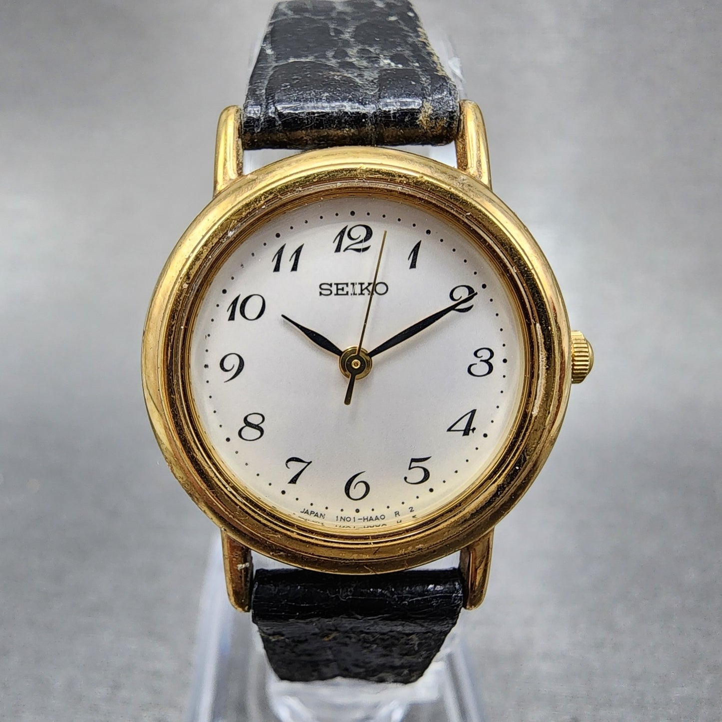 Seiko Watch Women 23mm White Dial Gold Tone Round 1N010DS0 New battery VTG0