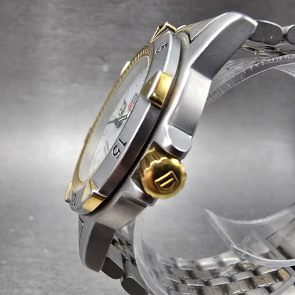 Tag Heuer Professional Dive Watch Men 37mm White Dial Two Tone Date New Battery2