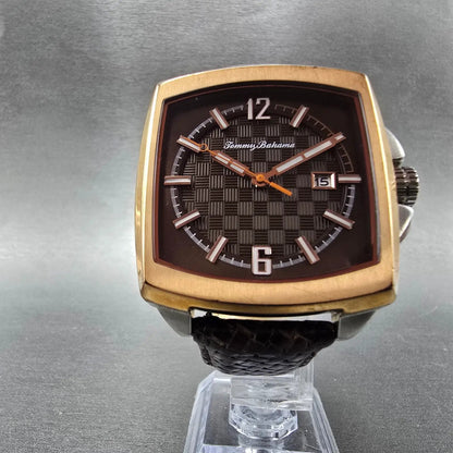 Tommy Bahama Maui Roadster Watch Men 42mm Brown Dial Rose Gold Tone Date New Bat5