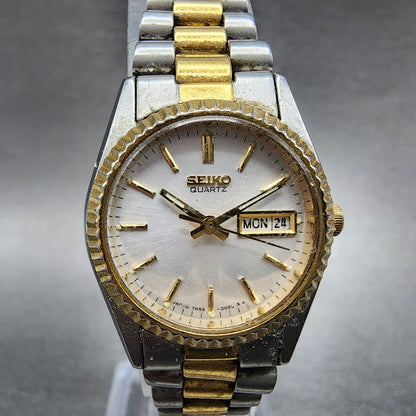 Seiko Watch Women 24mm White Dial Two Tone Daydate Round 7N830040 New Battery0