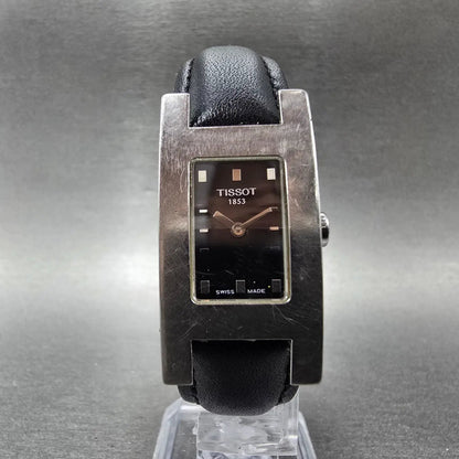 Tissot Tank Watch Women 20mm Black Dial Silver Tone Rectangle L614 New Battery6