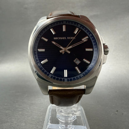 Michael Kors Bryson Watch Men 42mm Blue Dial Steel Date Round MK8631 New Battery5