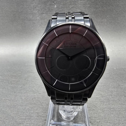 Citizen Stiletto Eco-Drive Watch Men 36mm Black Dial Black Case Round Works JP1