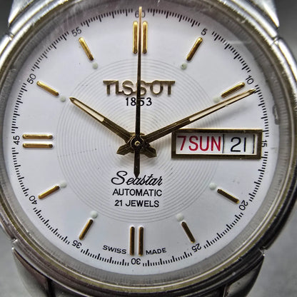 Tissot Seastar Automatic Watch Men 36mm White Dial Steel Daydate Round A660/760K1