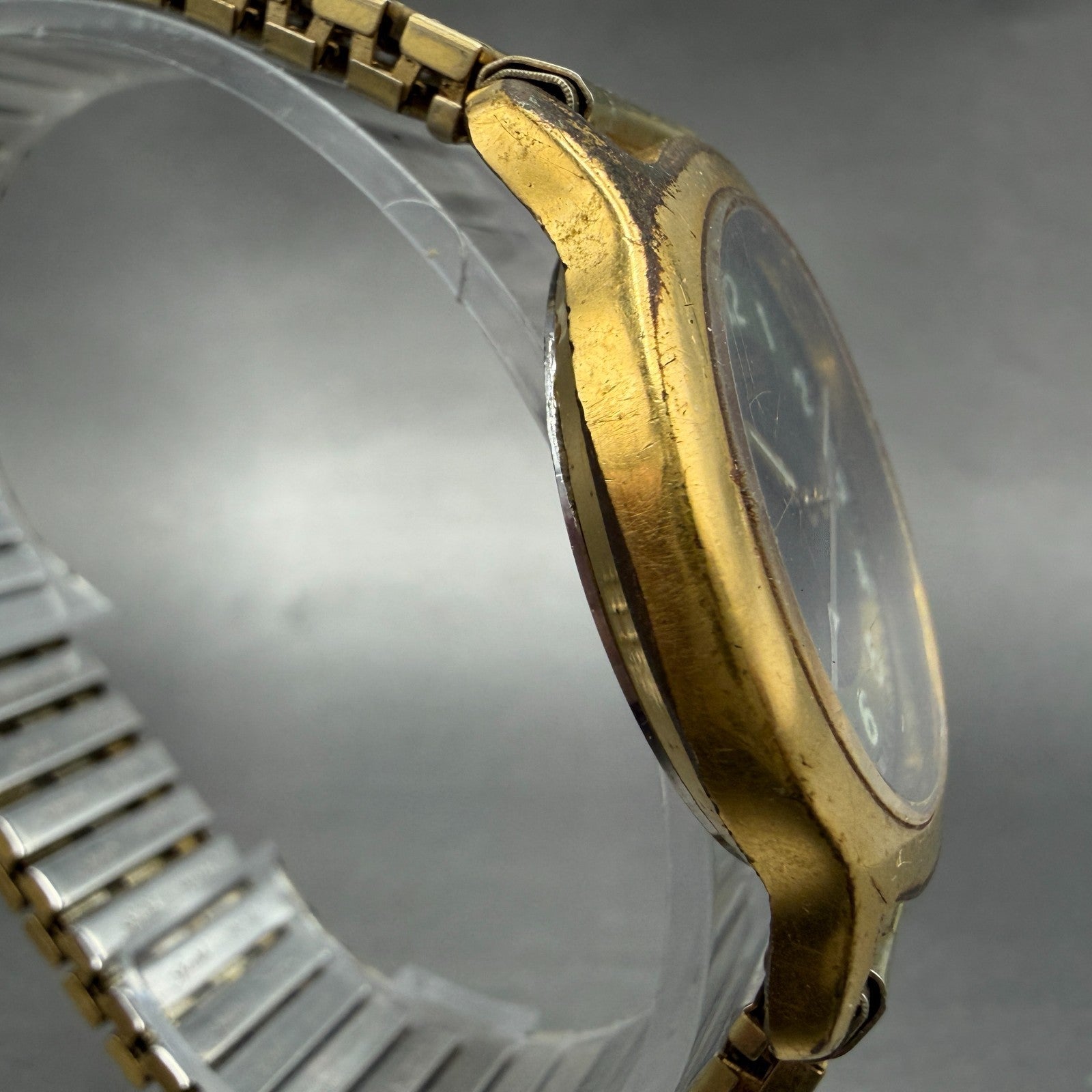 Seiko Watch Men 35mm Green & Brown Dial Gold Tone Round 7N01-6G39 New Battery3