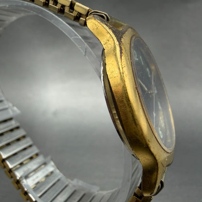 Seiko Watch Men 35mm Green & Brown Dial Gold Tone Round 7N01-6G39 New Battery3