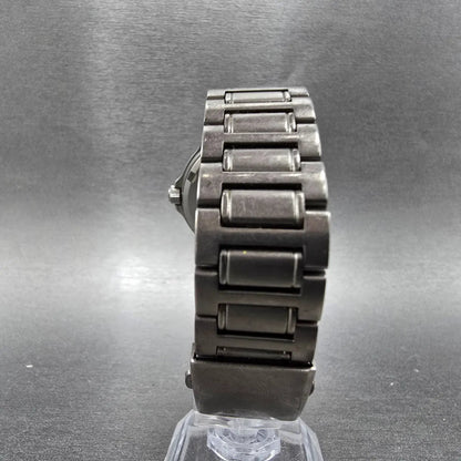 Seiko Solar Watch Men 35mm Gray Dial Titanium Date Round V145-0D60 Runs JDM7
