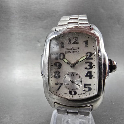 Invicta Lupah Watch 29mm Silver Dial Silver Tone Rectangle 2853 New Battery5