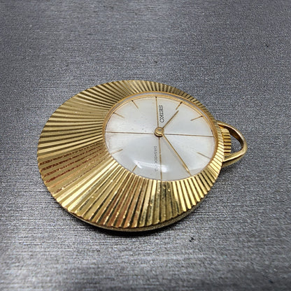 Seiko Pendant Watch Women 33mm Manual Wind White Dial Gold Plated Manual Runs5