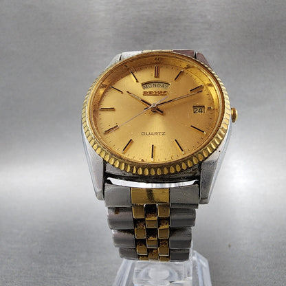 Seiko Presidential Watch Men 36mm Gold Dial Twotone Day Date 7n438111 New Batt5