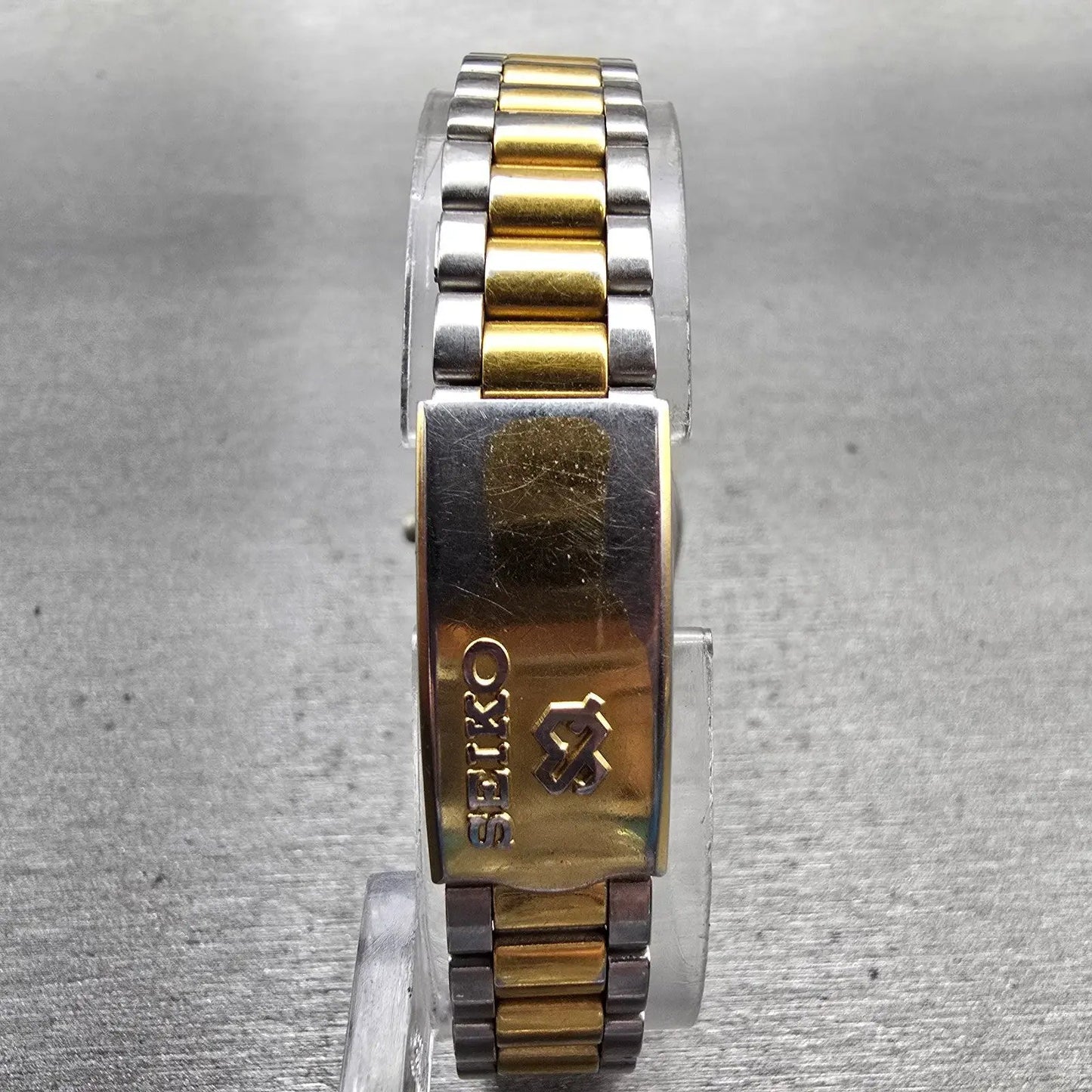 Seiko SQ Watch Women 24mm Gold Dial Two Tone Daydate 2A23-0030 New Battery VTG7