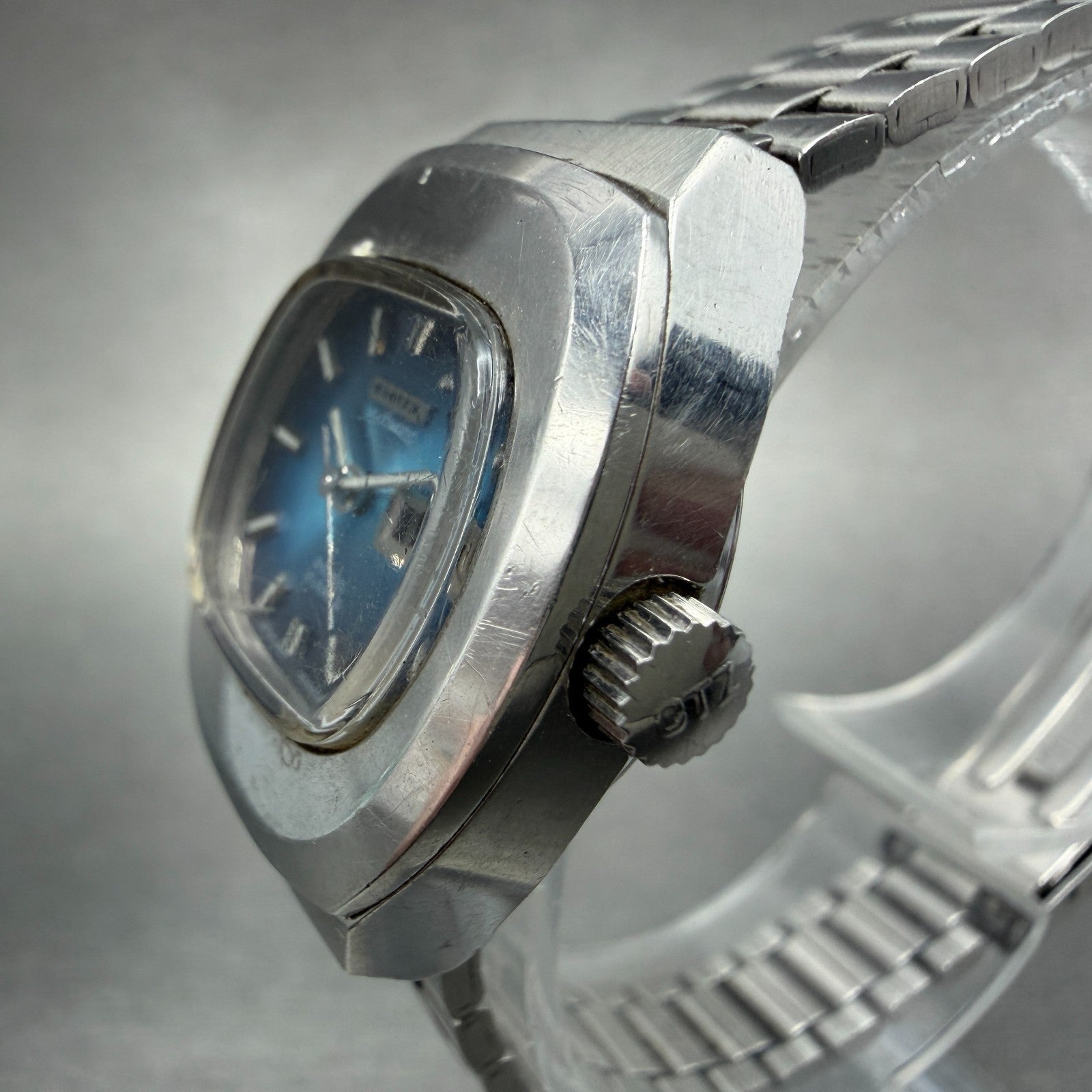 Citizen Automatic Watch Women 26mm Blue Dial Silver Tone Daydate 4-661711 Runs2