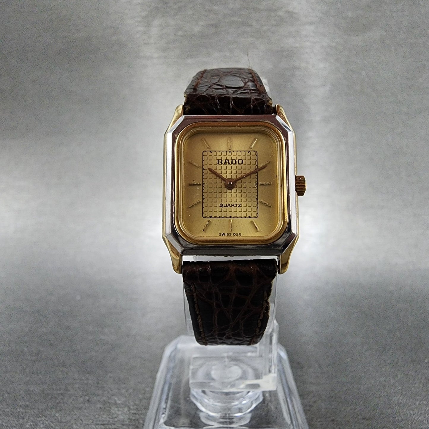 Rado Tank Watch Women 20mm Gold Dial Two Tone Octagon 133.5293.2 New Battery5