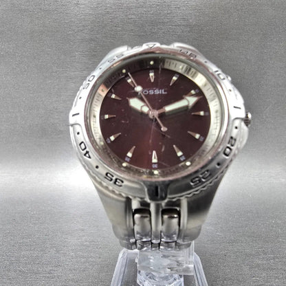 Fossil Blue Watch Men 40mm Red & Silver Dial Silver Tone AM-3614 New Battery5