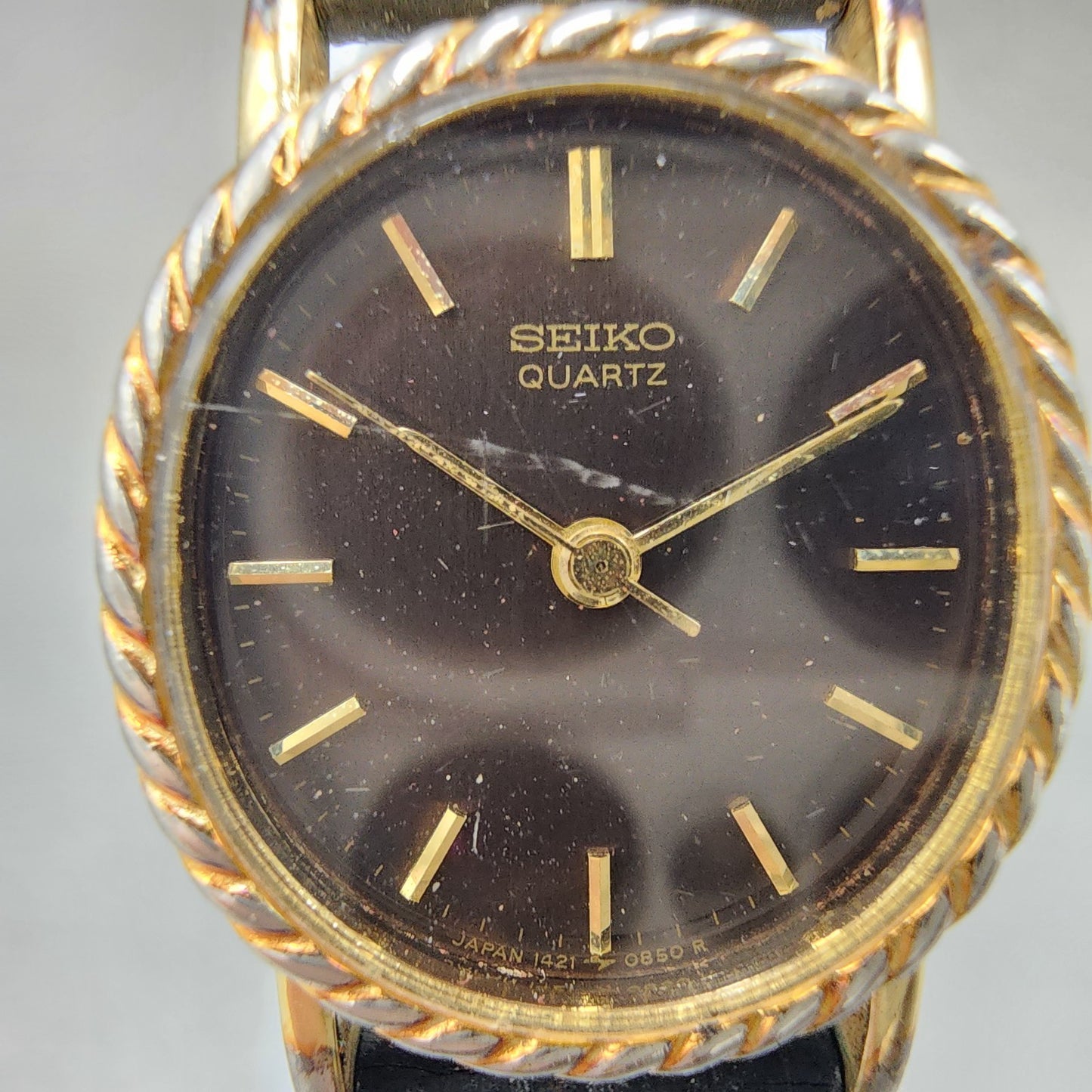 Seiko Watch Women 19mm Brown Dial Gold Tone Oval 14215510 New Battery1