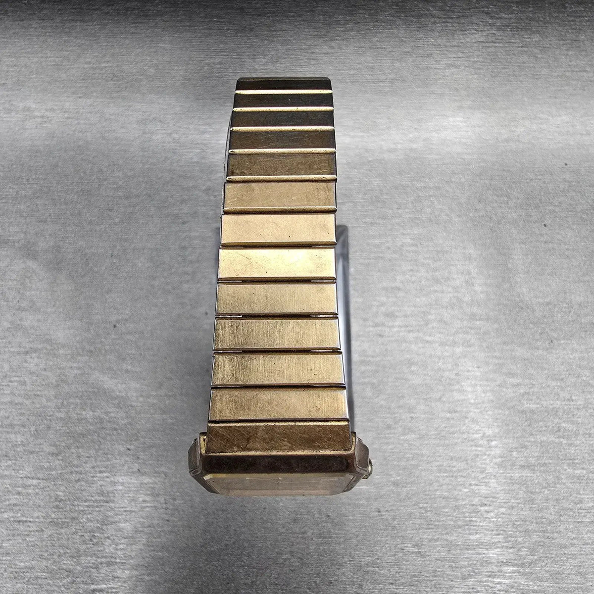 Seiko Watch Men 26mm Gold Dial Gold Rectangle 6530-5790 New Battery VTG4