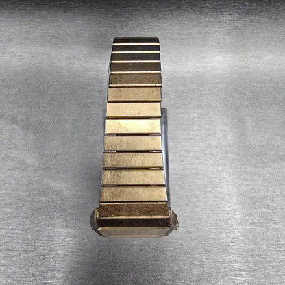 Seiko Watch Men 26mm Gold Dial Gold Rectangle 6530-5790 New Battery VTG4