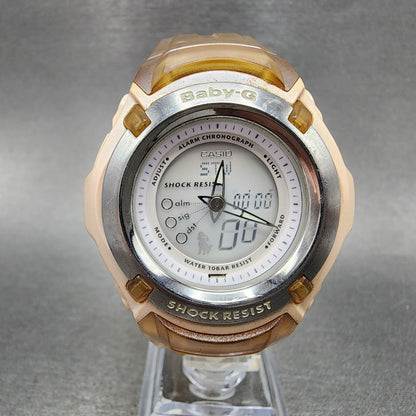 Casio BabyG Watch Women 41mm Analog Digital Clear Pink Tone Round New Battery0